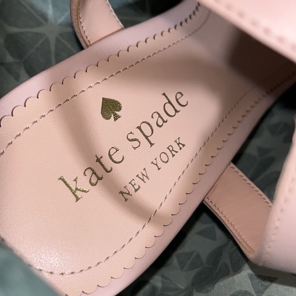 ♠️kate spade Daisy Floral 100% Cow Leather Mid Sandals, Rose Smoke Pink NIB - Picture 8 of 13